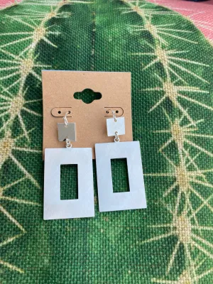 Silver Rectangle Dangle Earrings