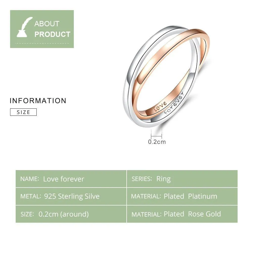 Silver Rose Gold Wedding Engagement Ring