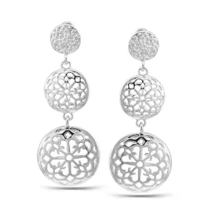 SILVER ROUND FILIGREE POST EARRINGS #SWKK11968RHO (HB5)