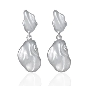 Silvertone Matte Drop Earring