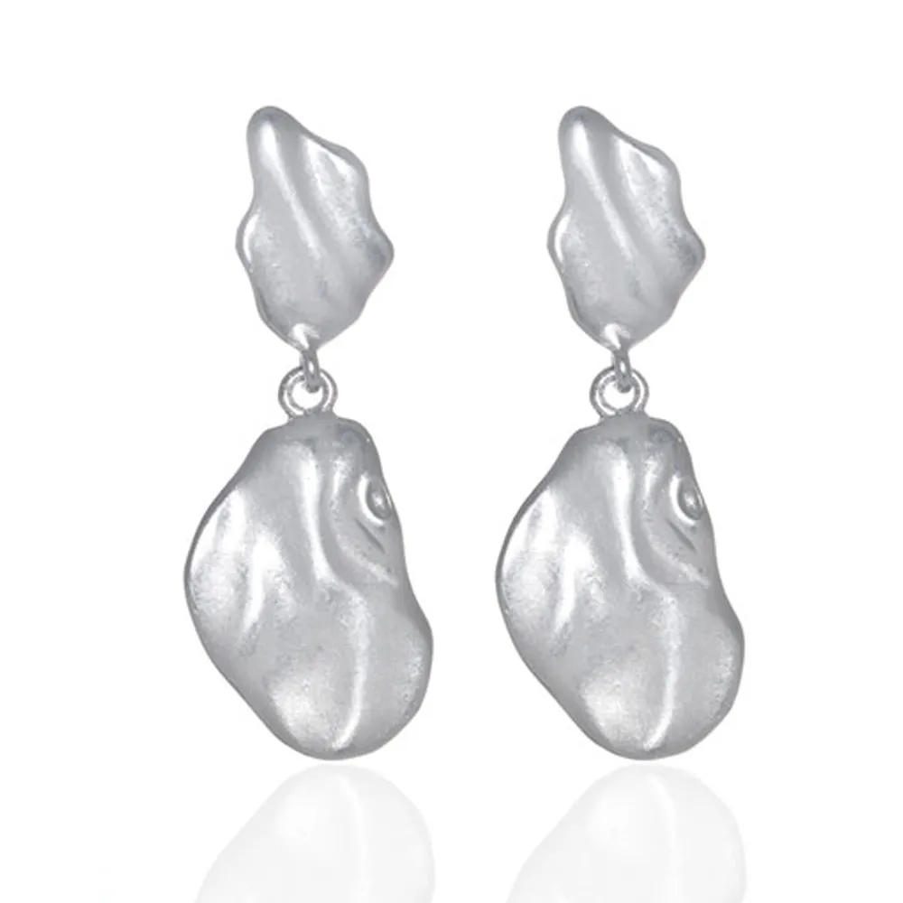Silvertone Matte Drop Earring