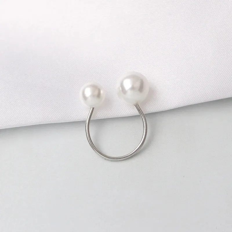 Simulated Pearl Adjustable Open Rings for Women Wedding Jewelry Girls Bijoux Finger