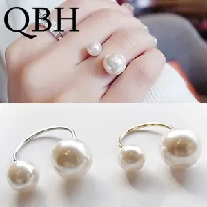 Simulated Pearl Adjustable Open Rings for Women Wedding Jewelry Girls Bijoux Finger