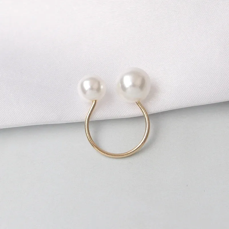 Simulated Pearl Adjustable Open Rings for Women Wedding Jewelry Girls Bijoux Finger