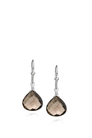 Smoky Quartz Tabiz Earrings - Silver
