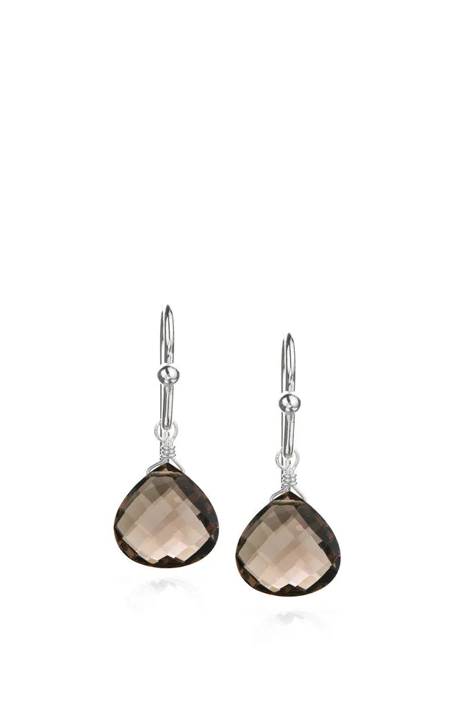 Smoky Quartz Tabiz Earrings - Silver