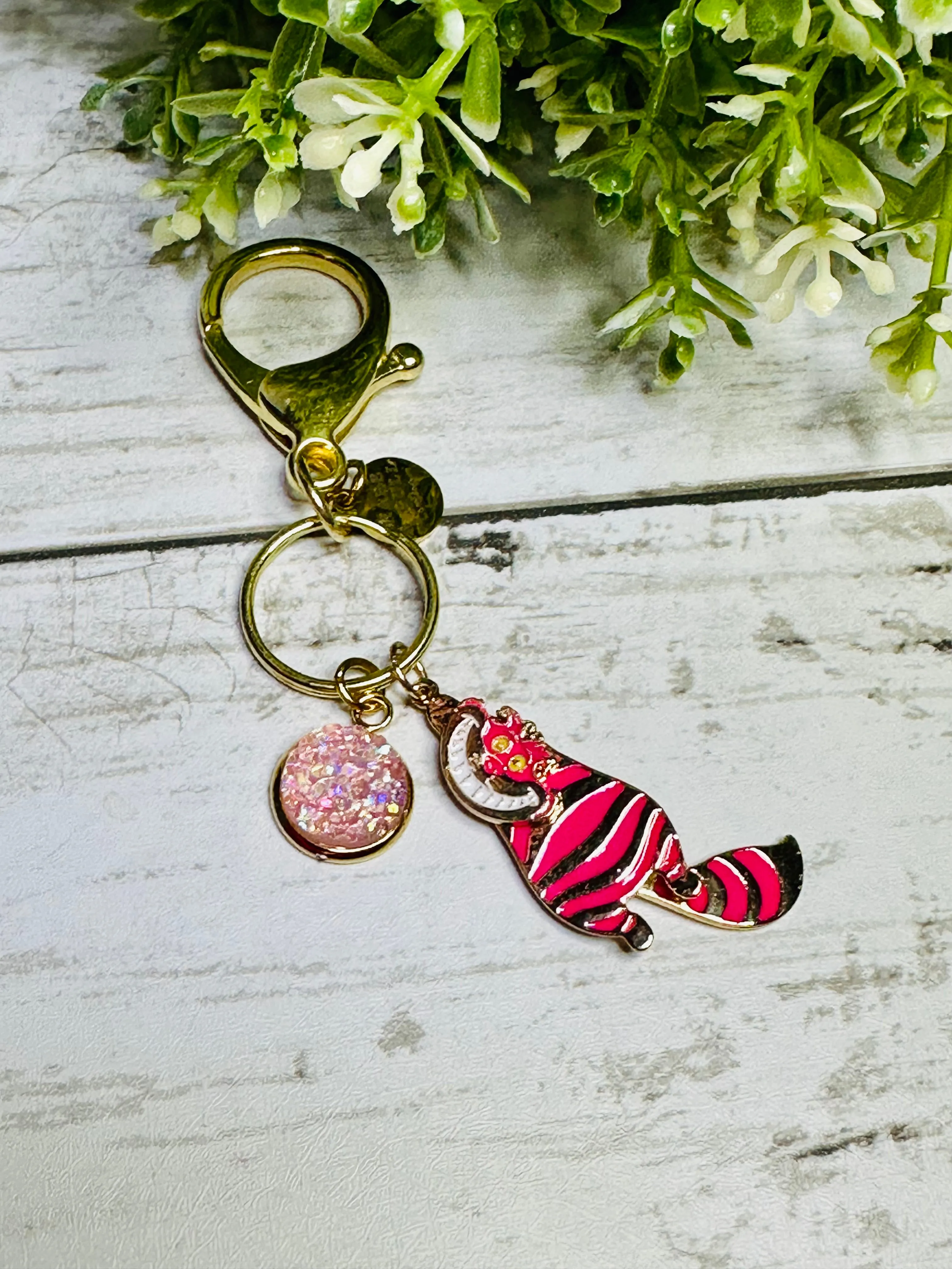 Sneaky Pink Cat Keychain