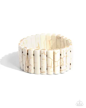 Southern Standing - White - Stone Paparazzi Stretchy Bracelet
