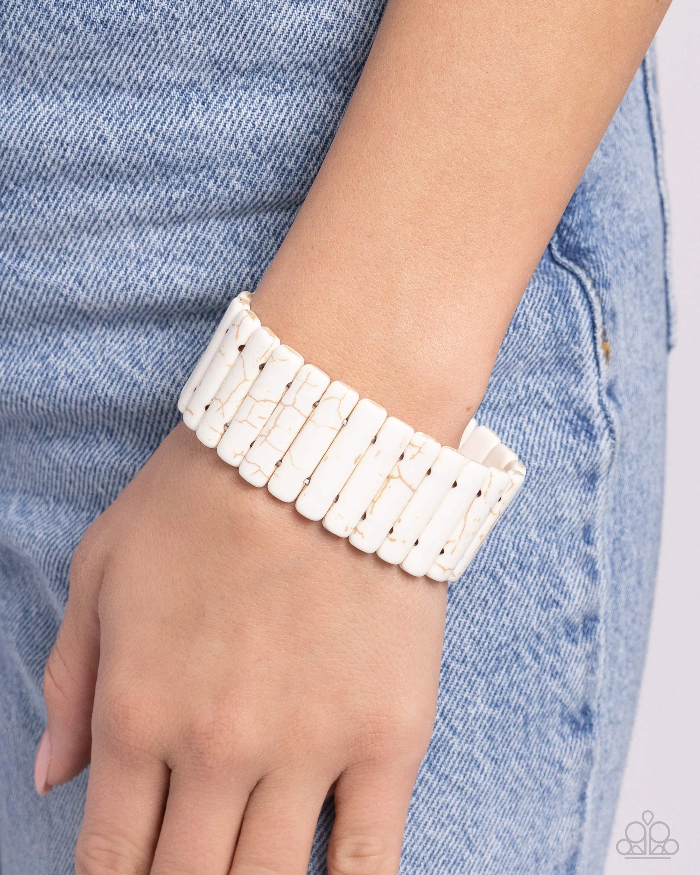Southern Standing - White - Stone Paparazzi Stretchy Bracelet