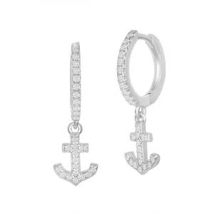 Sparkle Anchor Drop Huggie Earrings
