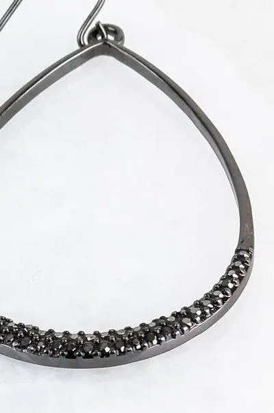 Sparkling Tear Drop Earrings in Hematite