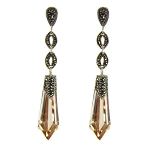 Spear CZ Sterling Silver Earrings Topaz