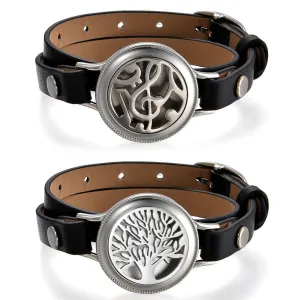 Stainless Steel Essential Oil Diffuser Tree Locket Wrap Bracelet