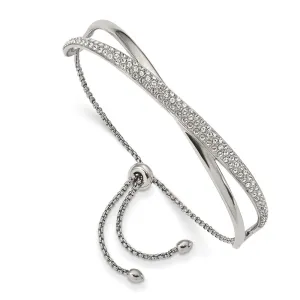 Stainless Steel Polished with Swarovski Crystal Adjustable Bangle
