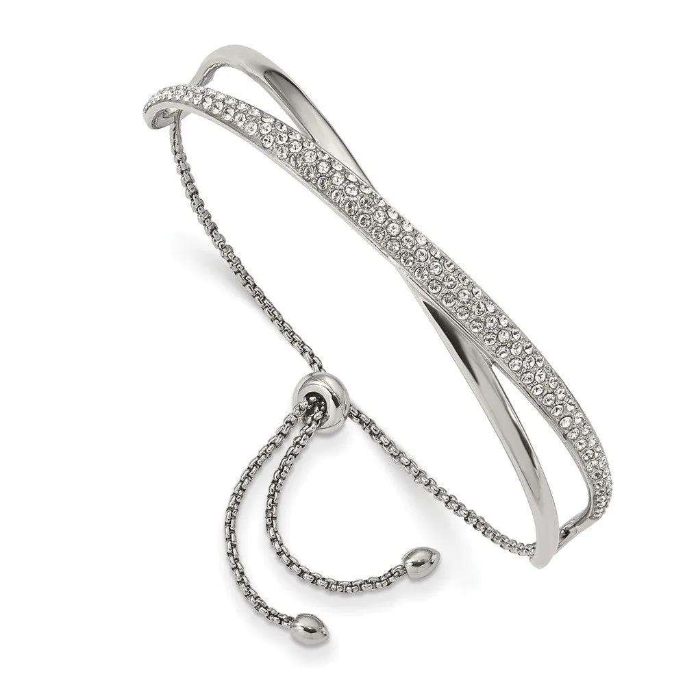 Stainless Steel Polished with Swarovski Crystal Adjustable Bangle