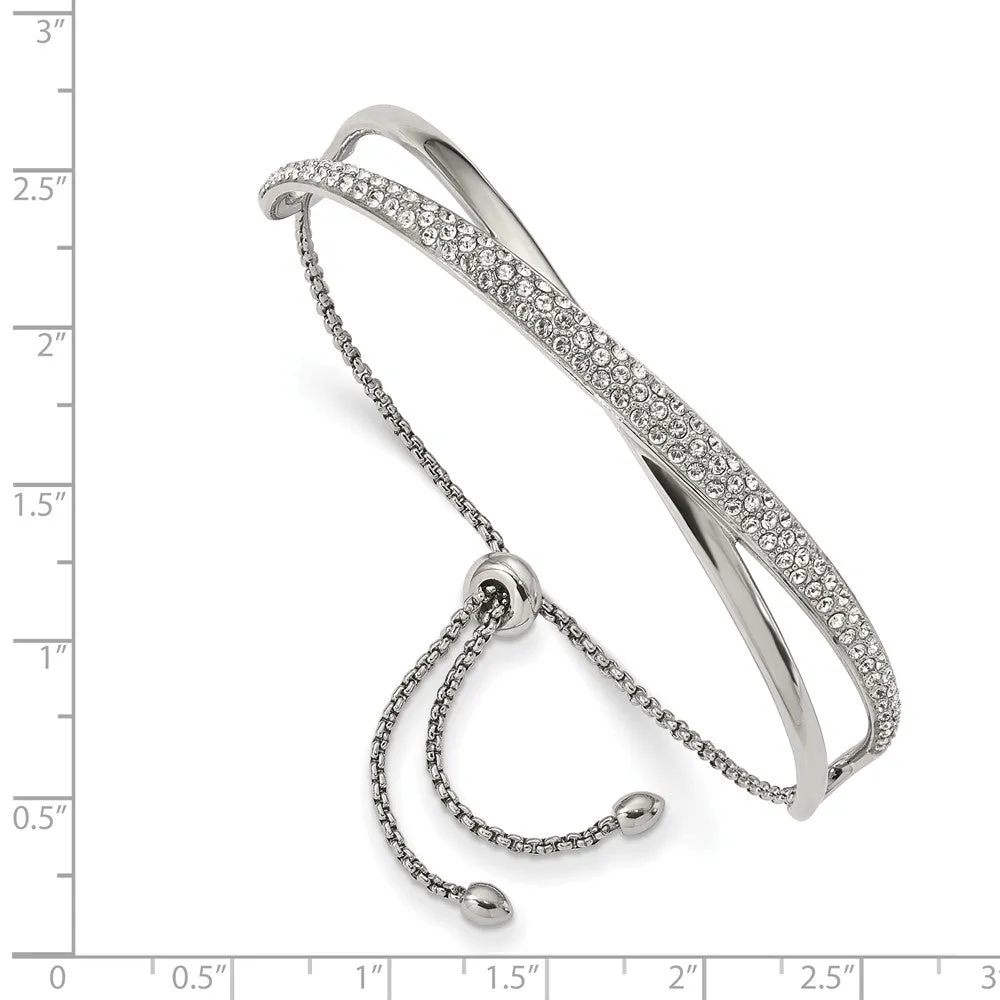 Stainless Steel Polished with Swarovski Crystal Adjustable Bangle