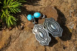 Stamped Sterling Turquoise Dangle Earrings