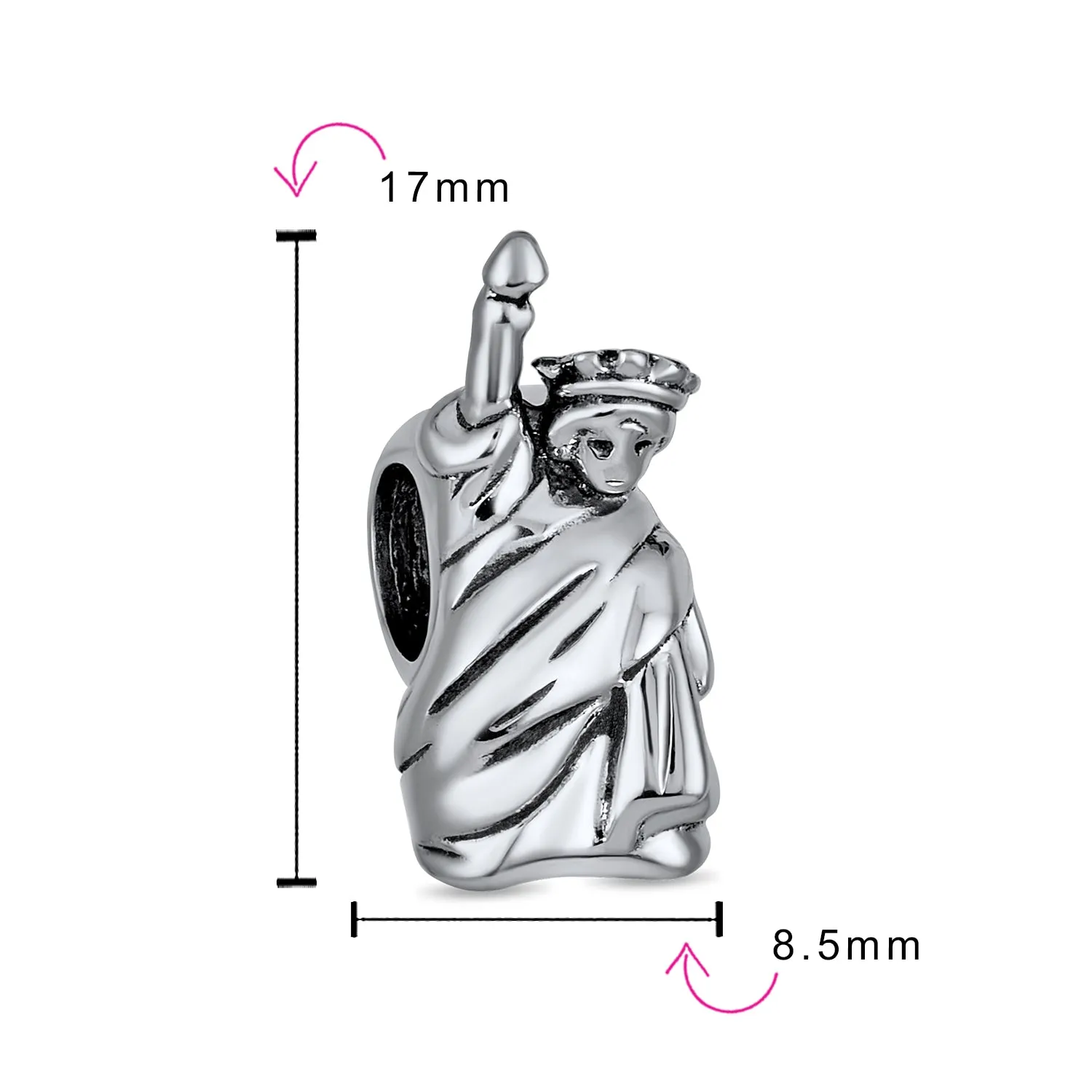 Statue Of Liberty Charm Bead Sterling Silver for Bracelet Travel Souvenir