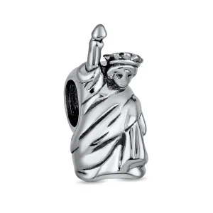 Statue Of Liberty Charm Bead Sterling Silver for Bracelet Travel Souvenir