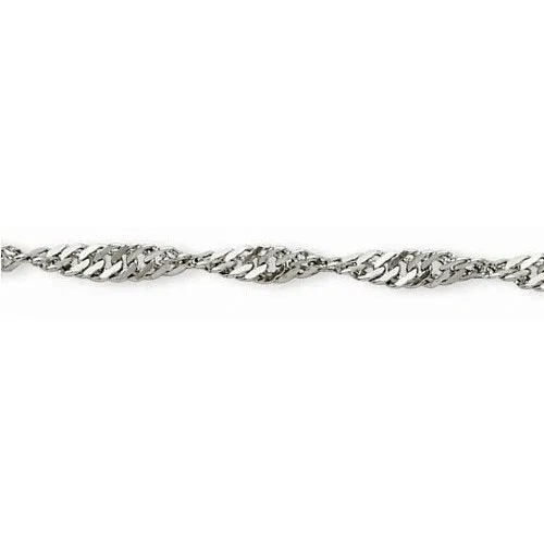 Sterlin Silver Rhodium Plated (3.3mm) Singapore Bracelet 7.5"