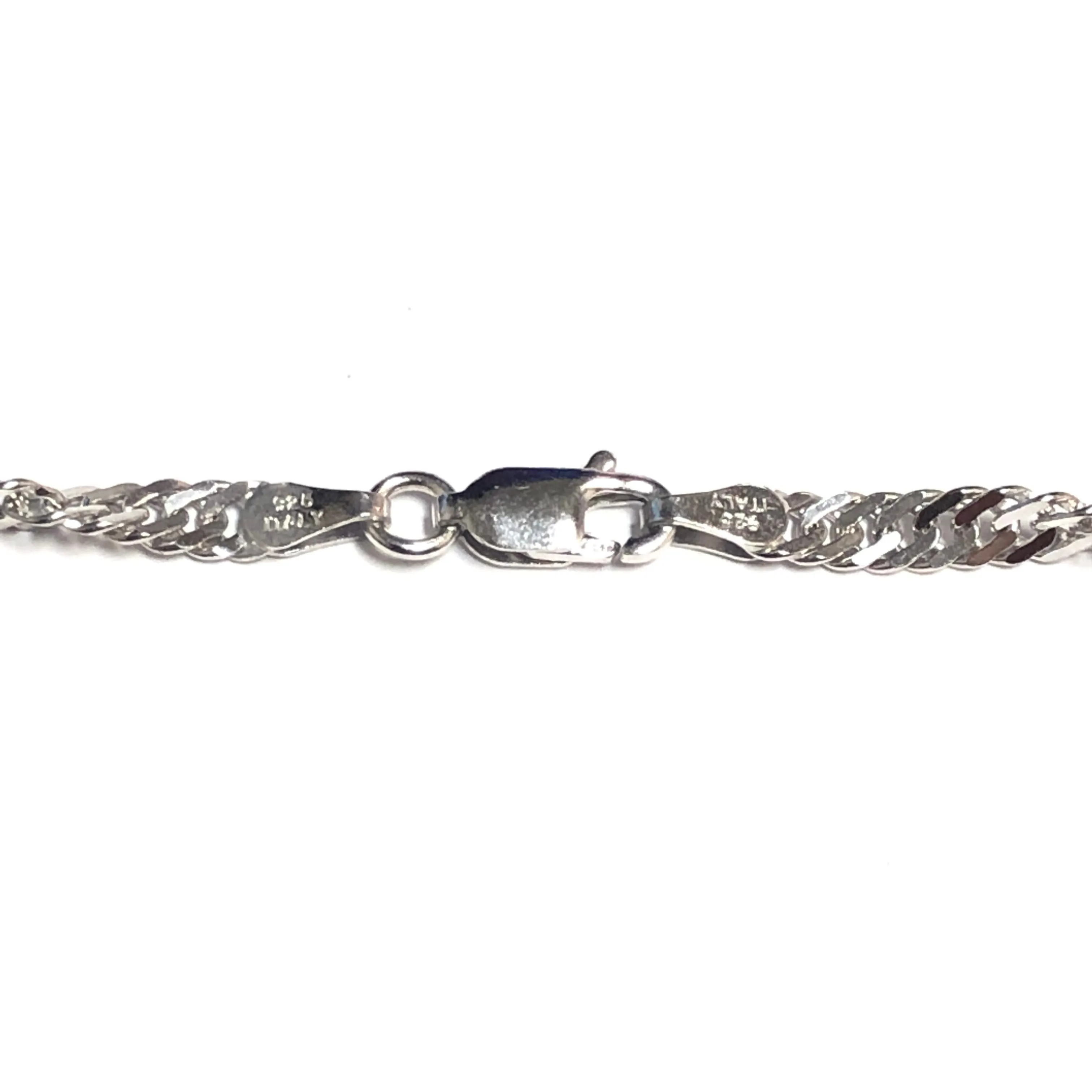 Sterlin Silver Rhodium Plated (3.3mm) Singapore Bracelet 7.5"