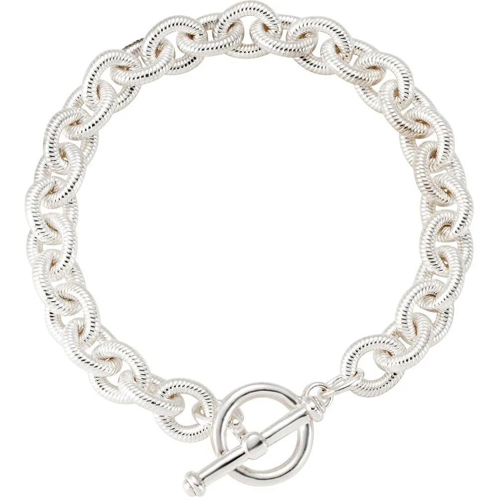 Sterling Silver 10 mm Fancy Curb Link Bracelet