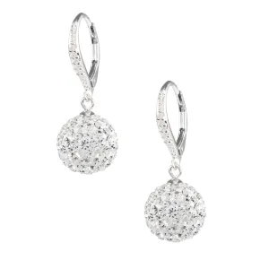 Sterling Silver 12MM Crystal Ball Drop Earrings