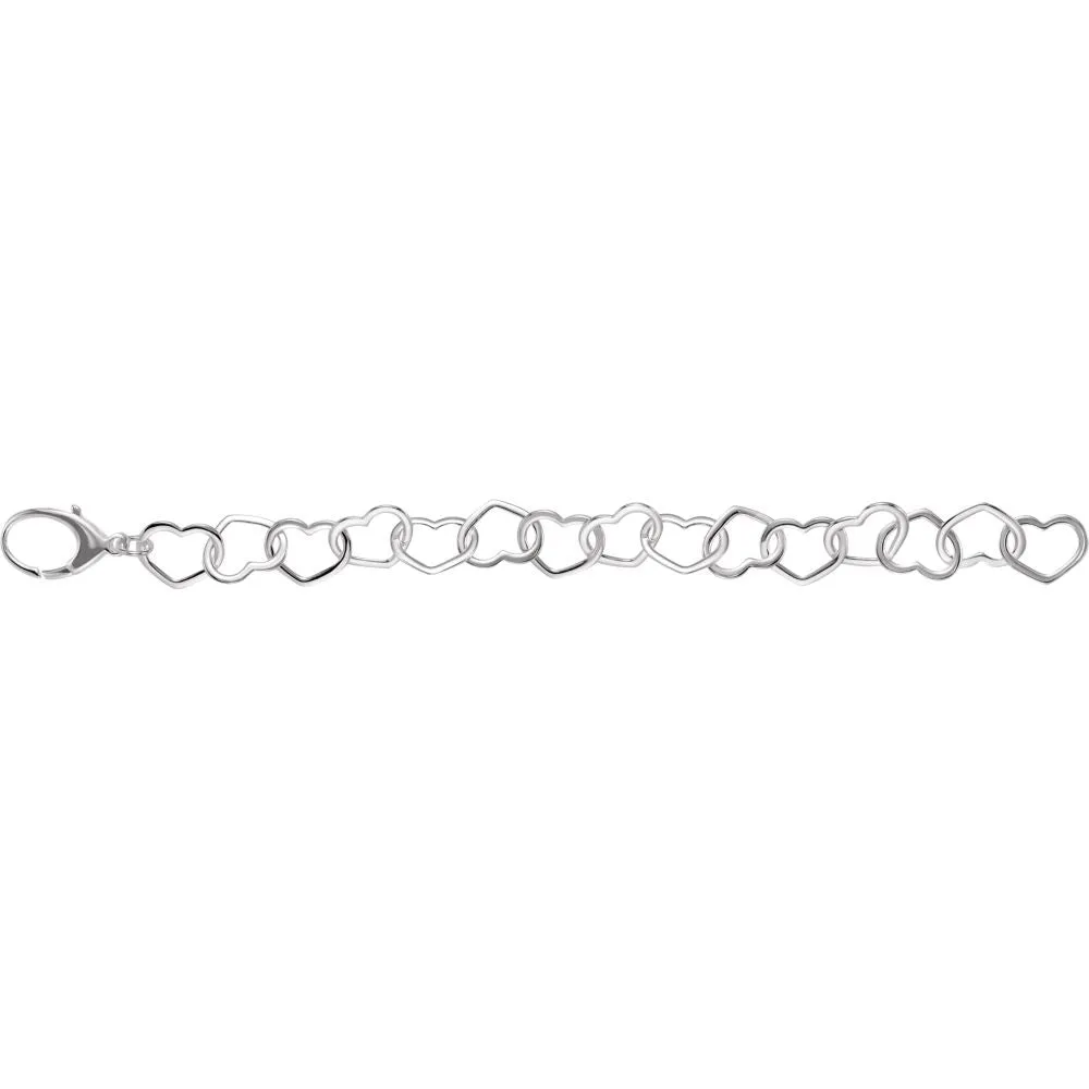 Sterling Silver 12mm Heart 7.5" Bracelet