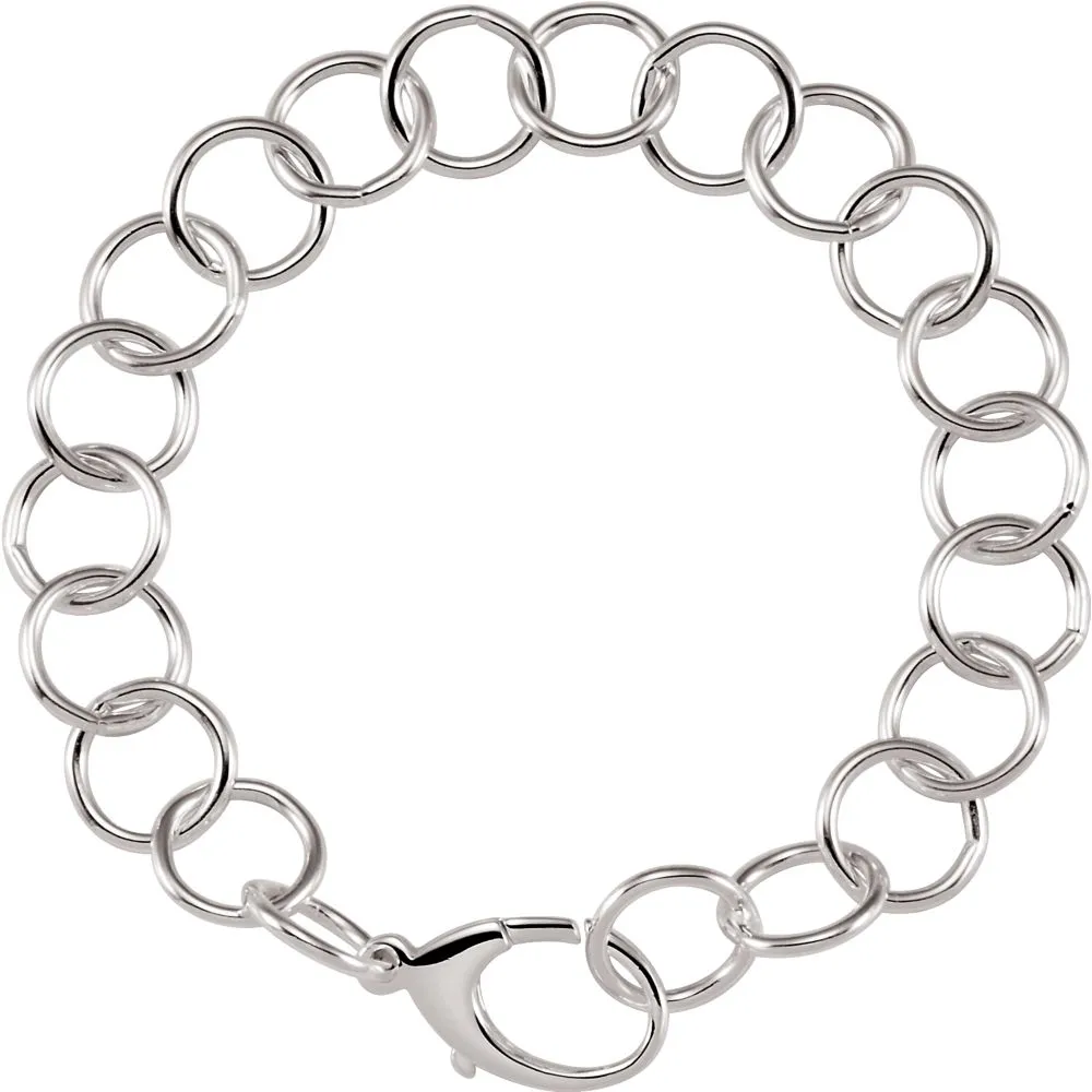 Sterling Silver 12mm Ring Link 8" Chain