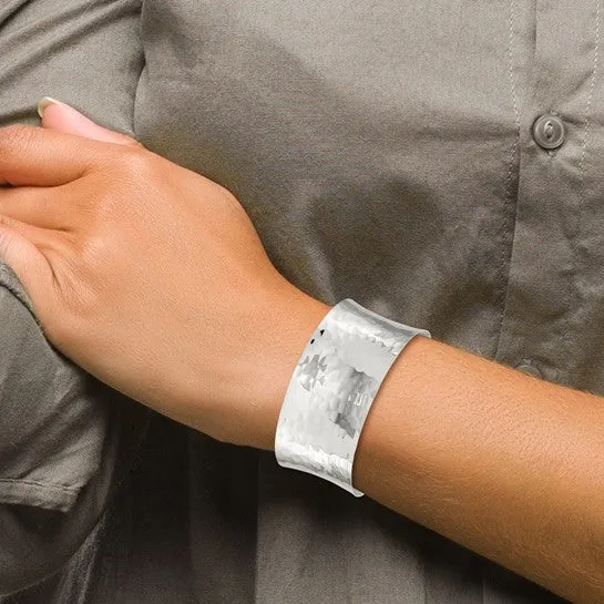 Sterling Silver (30mm) Hammered Cuff Bangle