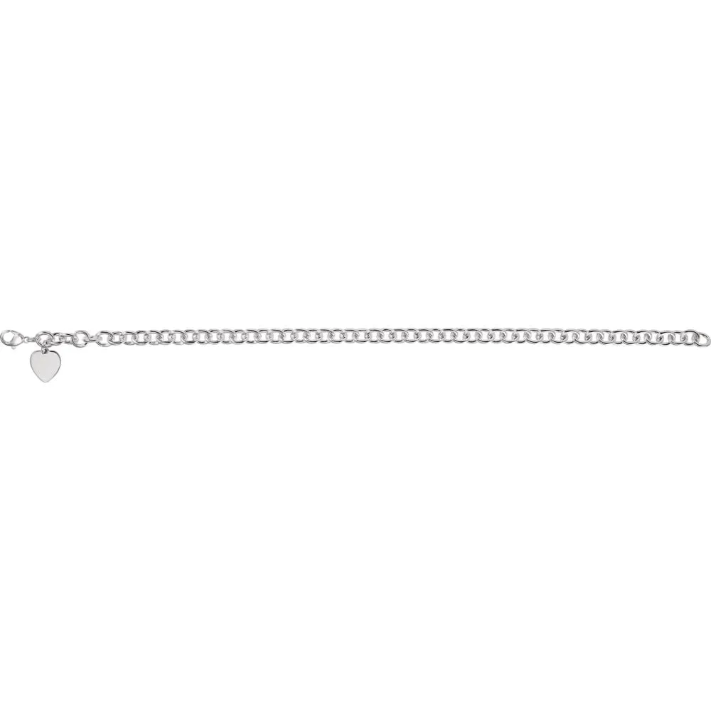 Sterling Silver 7.5x9.75mm Cable Bracelet With Heart
