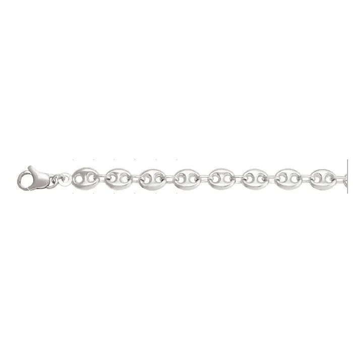 Sterling Silver (7mm) Hollow Puffed Anchor Bracelet 7.5"
