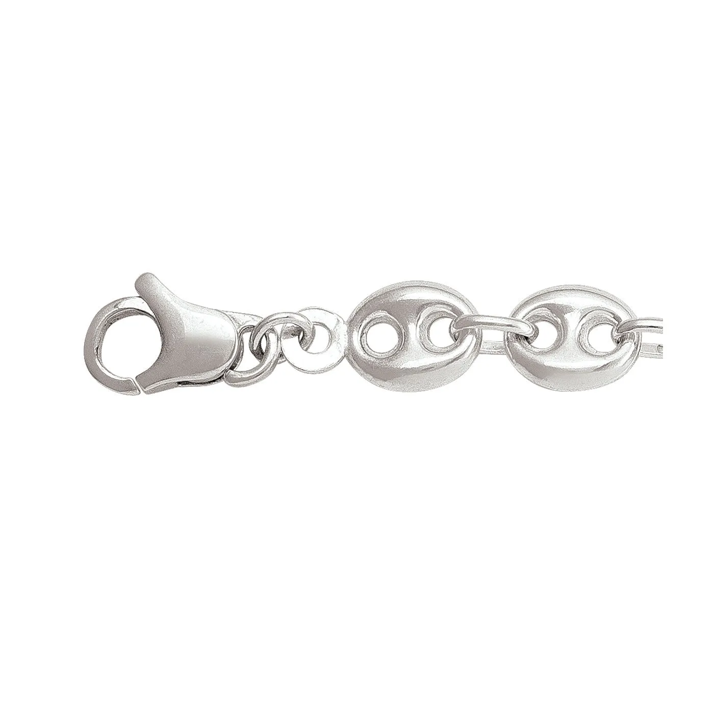 Sterling Silver (7mm) Hollow Puffed Anchor Bracelet 7.5"