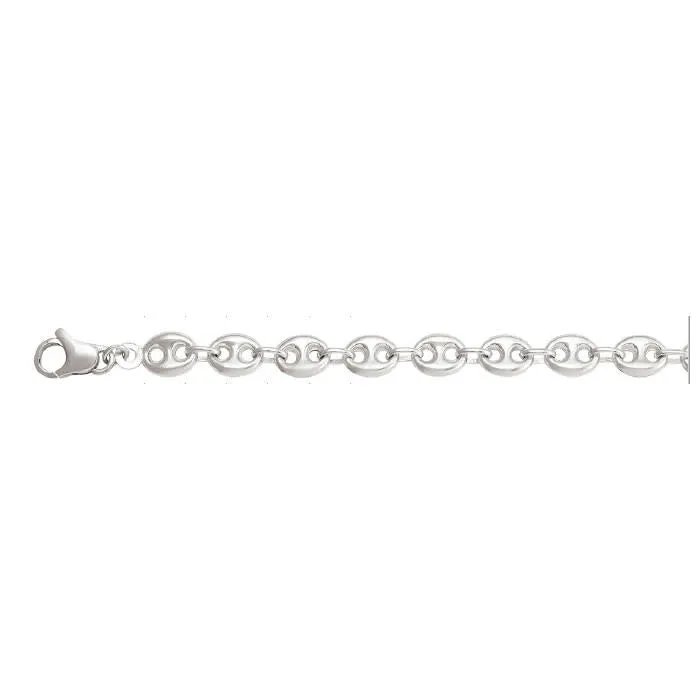 Sterling Silver (7mm) Hollow Puffed Anchor Bracelet 7.5"