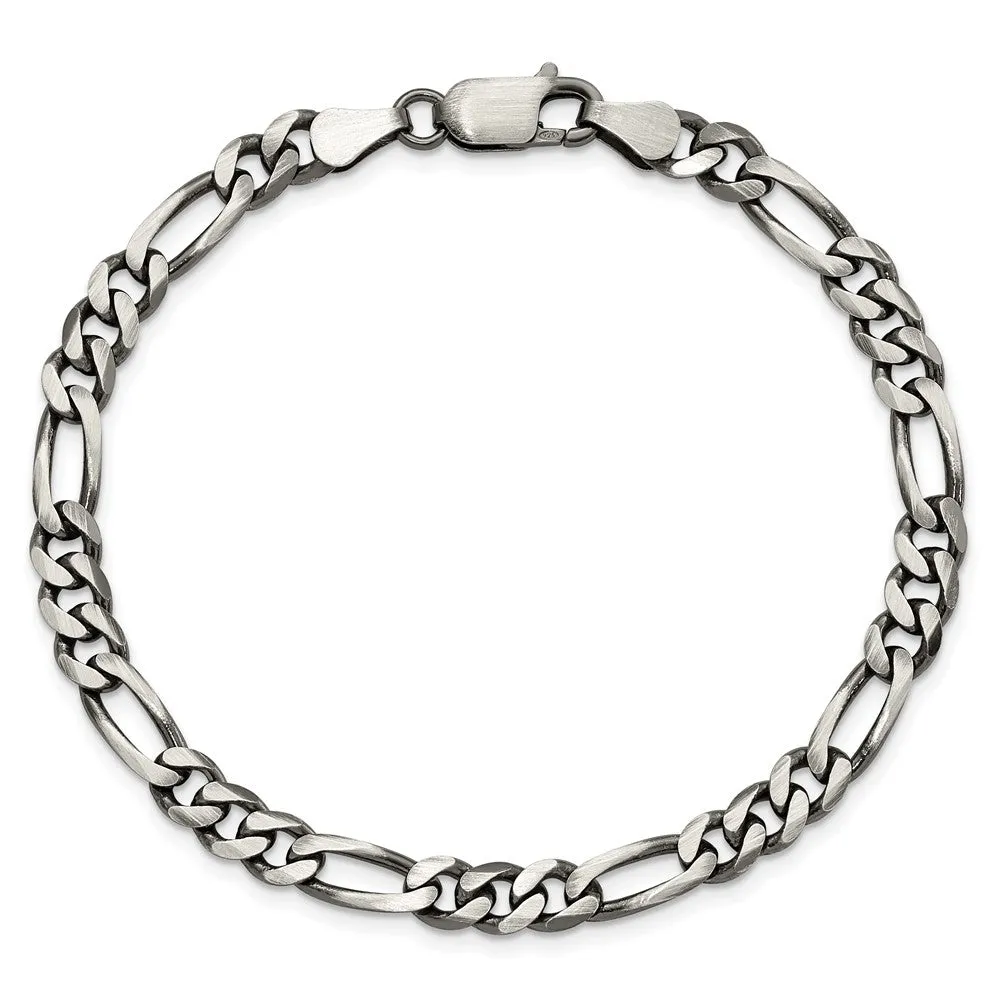 Sterling Silver Antiqued 5.5mm Figaro Chain