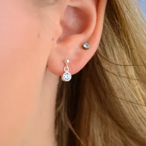 Sterling Silver Birthstone Dangle Stud Earrings