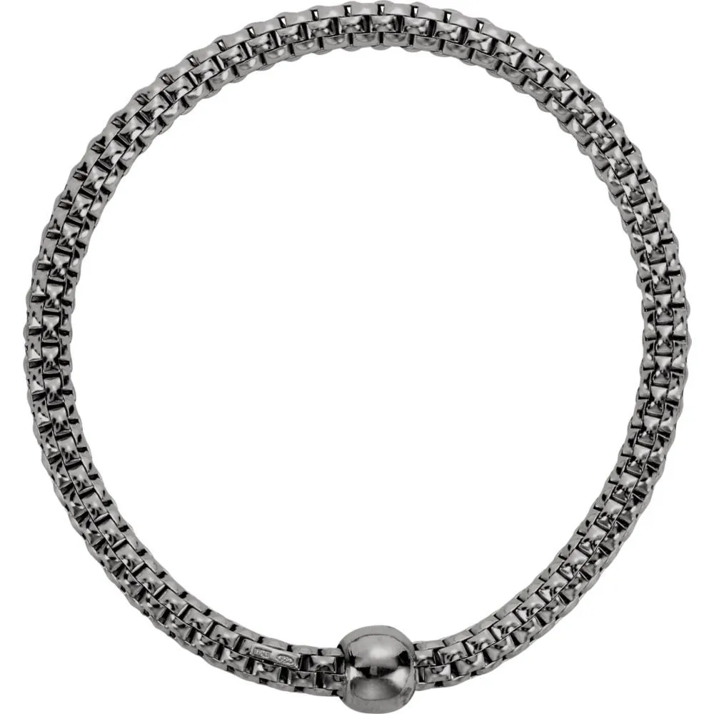 Sterling Silver Black Rhodium 4.3mm Woven Stretch Bracelet