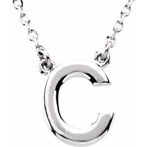 Sterling Silver Block Initial C 16" Necklace