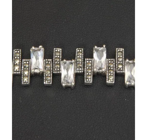 Sterling Silver Bracelet Cz's & Marcasite