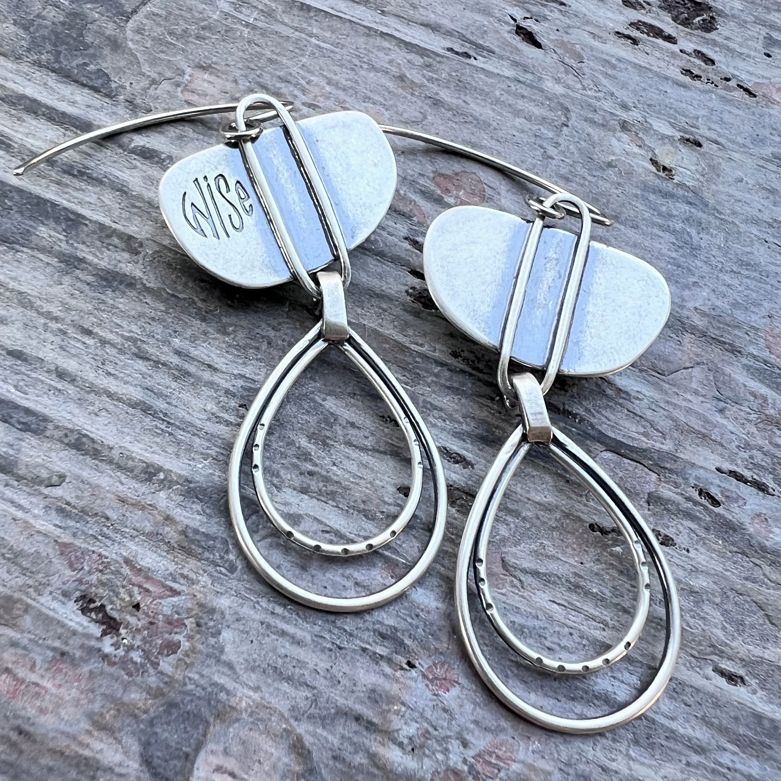 Sterling Silver Chrysocolla Earrings | Natural Stone and Teardrop Dangle Earrings