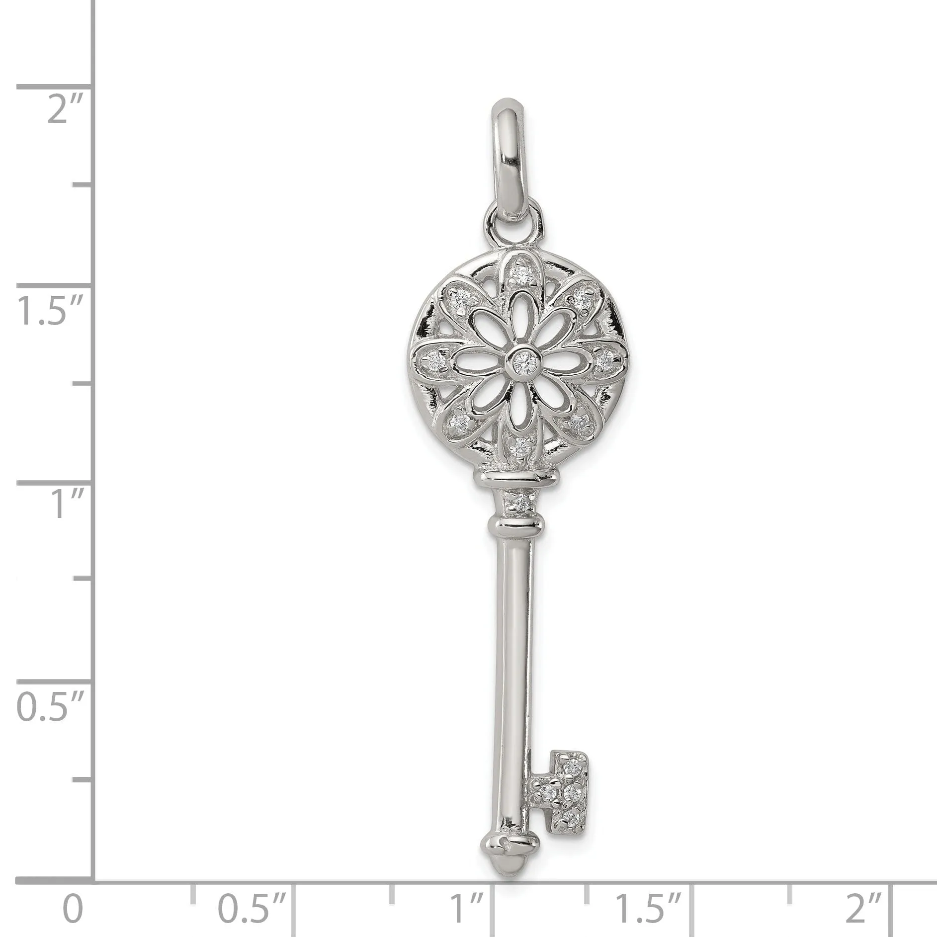 Sterling Silver Cubic Zirconia Key Pendant