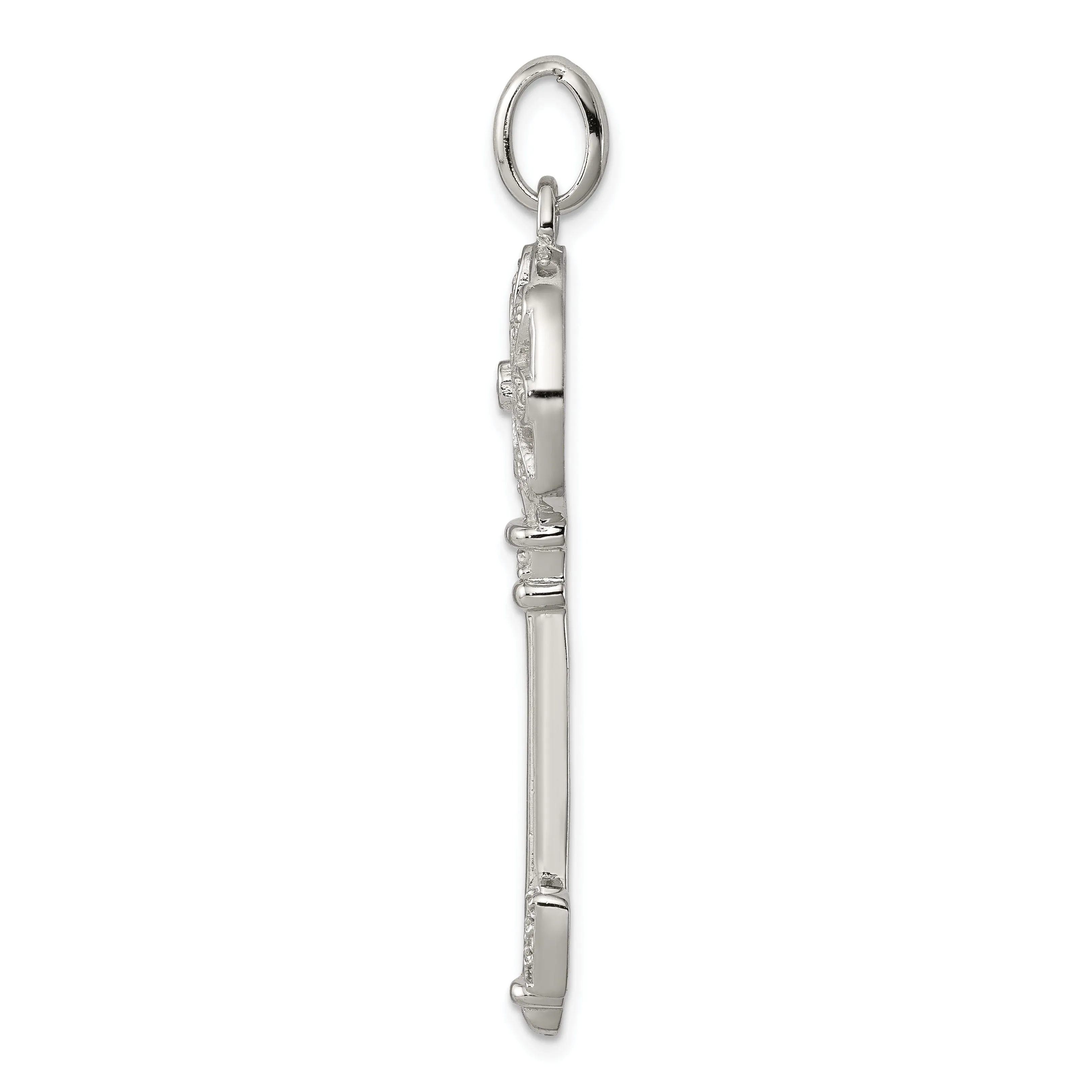Sterling Silver Cubic Zirconia Key Pendant
