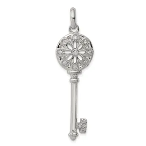 Sterling Silver Cubic Zirconia Key Pendant