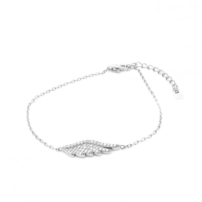 Sterling Silver CZ Angel Wing Bracelet