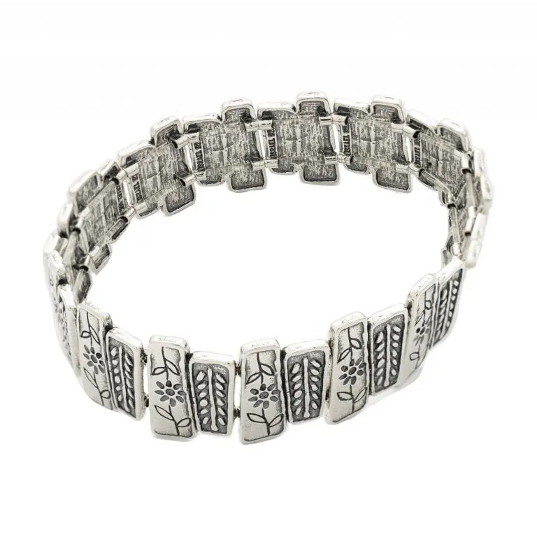 Sterling Silver Designer Bracelet Floral design