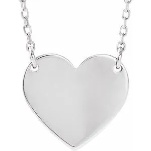 Sterling Silver Engravable 12x11 mm  Heart 16-18" Necklace