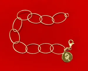 Sterling Silver Filled  7.5" Oval Hammered Chain Bracelet  #19057