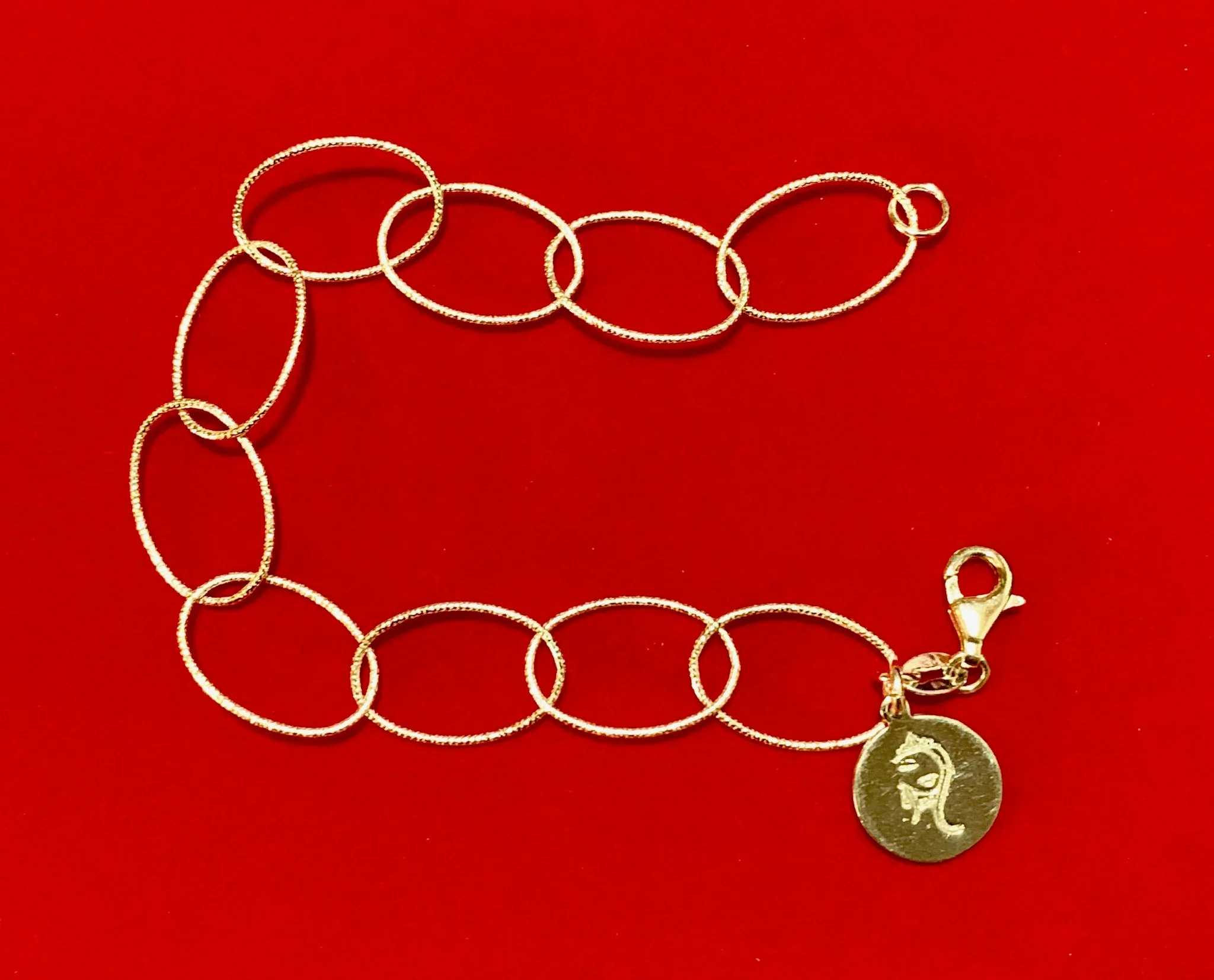 Sterling Silver Filled  7.5" Oval Hammered Chain Bracelet  #19057