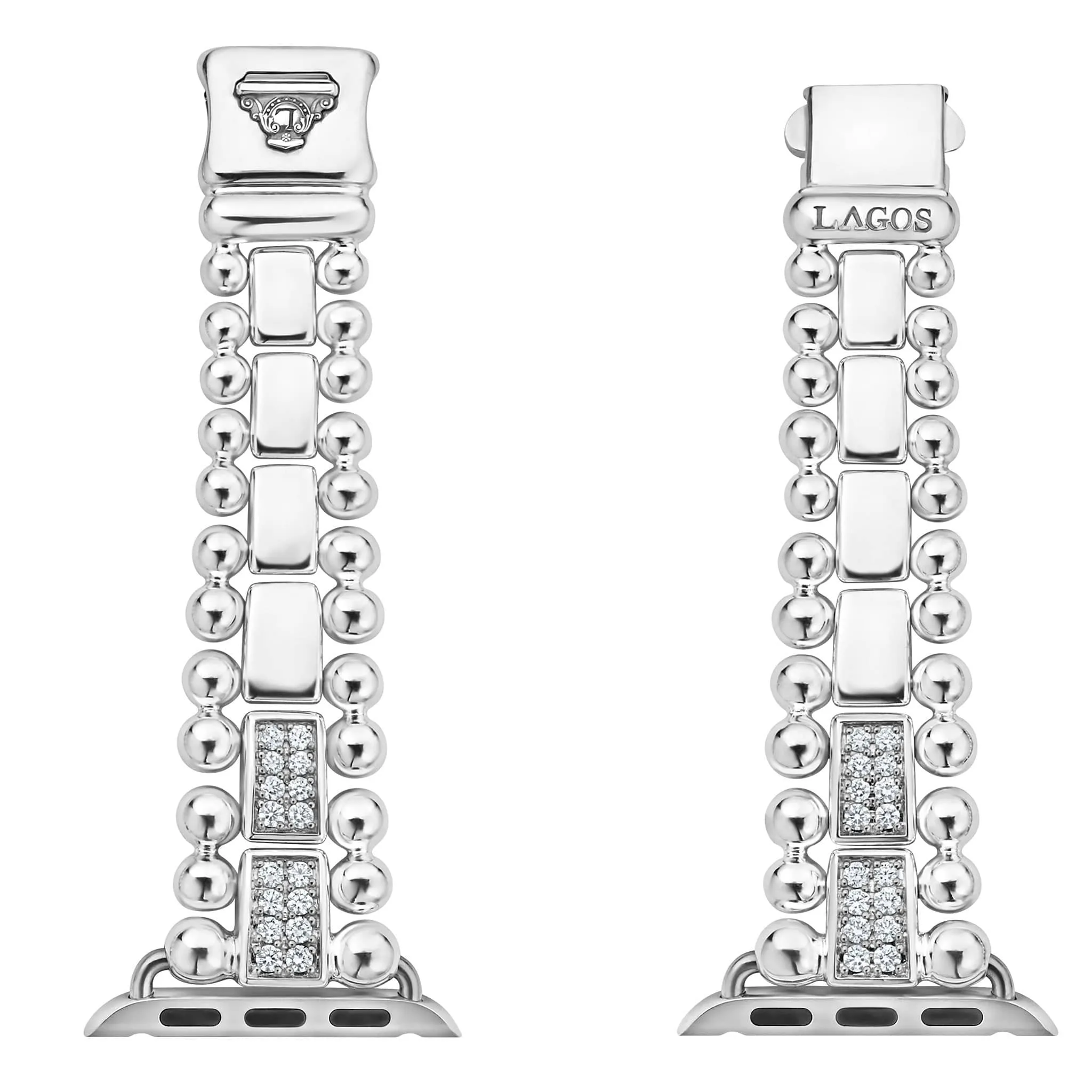 Sterling Silver Half Diamond Watch Bracelet-38-45mm