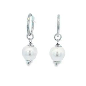 Sterling Silver Hoop with Pearl Drop